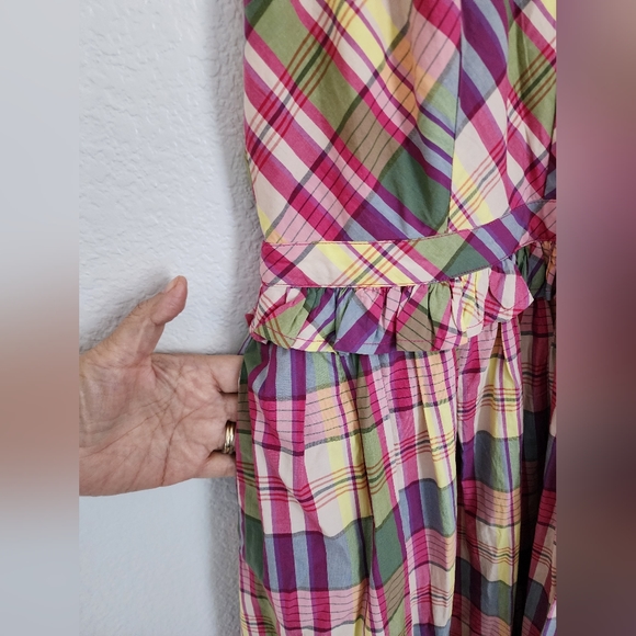 J. Crew Women's Size 8 Plaid Midi A-Line Casual Spring Shirtdress - Picture 8 of 10